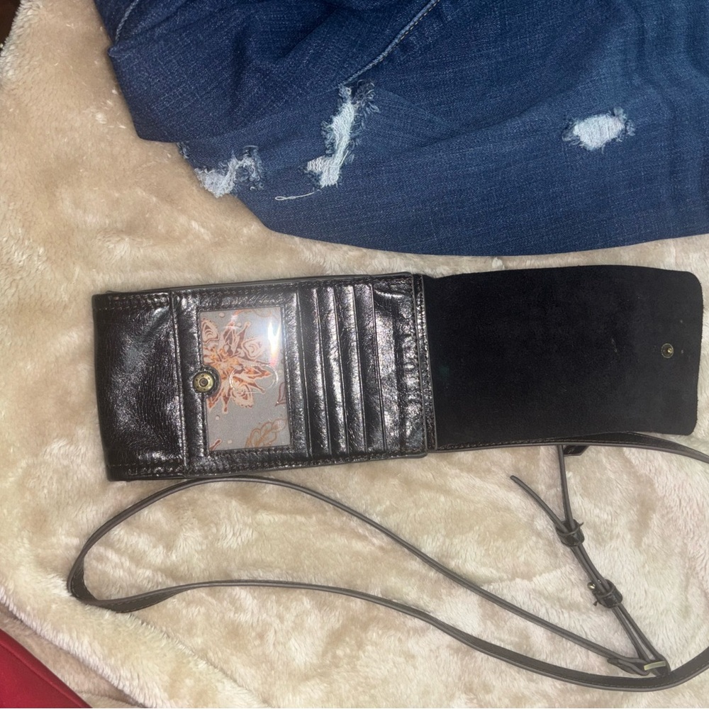 Black Leather Crossbody Wallet